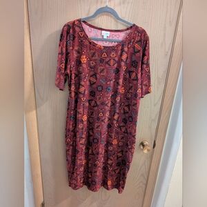 LuLaRoe Burgundy and Black Julia (Midi) Dress